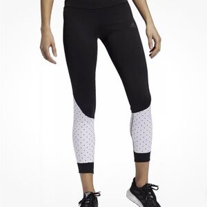 Adidas Own The Run Polka-Dot Womens 7/8 Running Tights Black Size Small